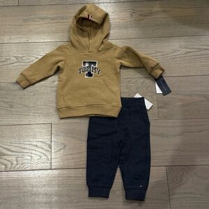 Tommy Hilfiger Kids Tan Hoodie and Blue Joggers Set 18 months